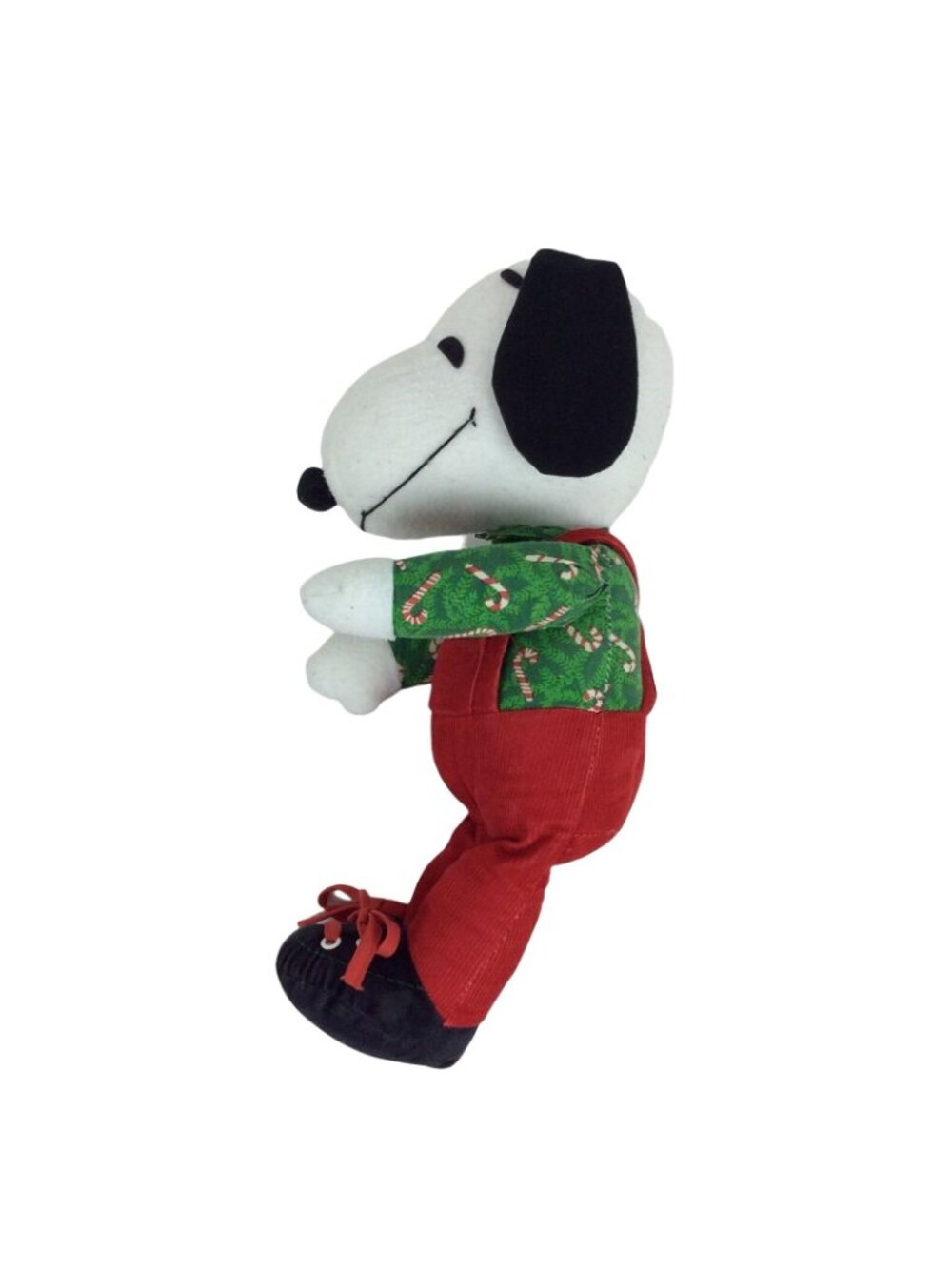 Vintage Snoopy Christmas Plush 13 inch Peanuts Doll In Red Overalls - Picture 3 of 6